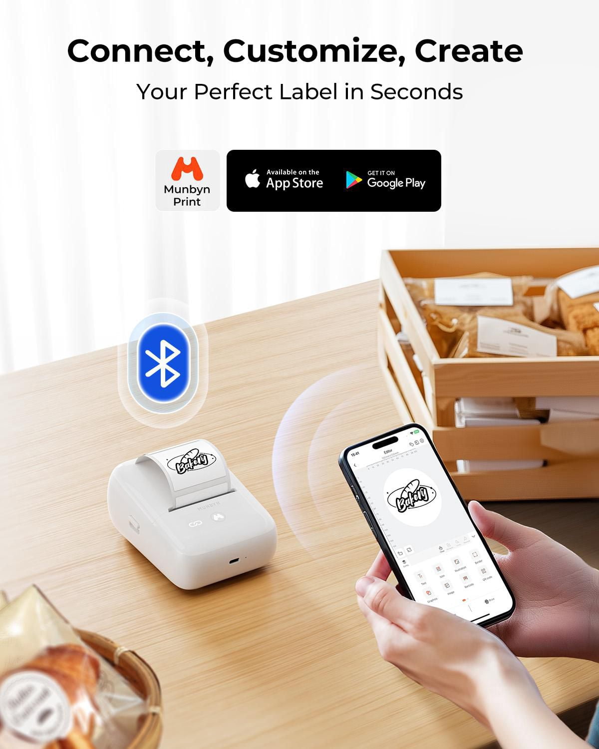 MUNBYN FM226 Bluetooth Portable Label Maker - White