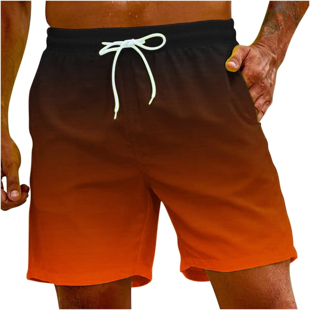 FAIWAD Mens Summer Gradient Shorts Casual Classic Short Pants Elastic Waist Drawstring Comfort Beach Shorts