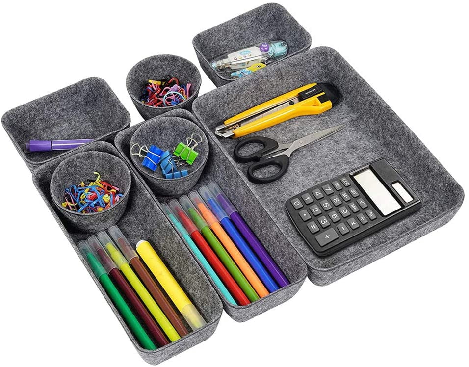 Nc56 8 Pieces, Desk Drawer Organizer, Filing System Made Of Felt, Drawer Organizer Office Felt, Desk Organizer Drawer Organizer, Desk Drawer Organizer Trays. (Gray)