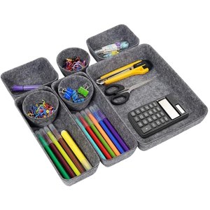 Nc56 8 Pieces, Desk Drawer Organizer, Filing System Made Of Felt, Drawer Organizer Office Felt, Desk Organizer Drawer Organizer, Desk Drawer Organizer Trays. (Gray)