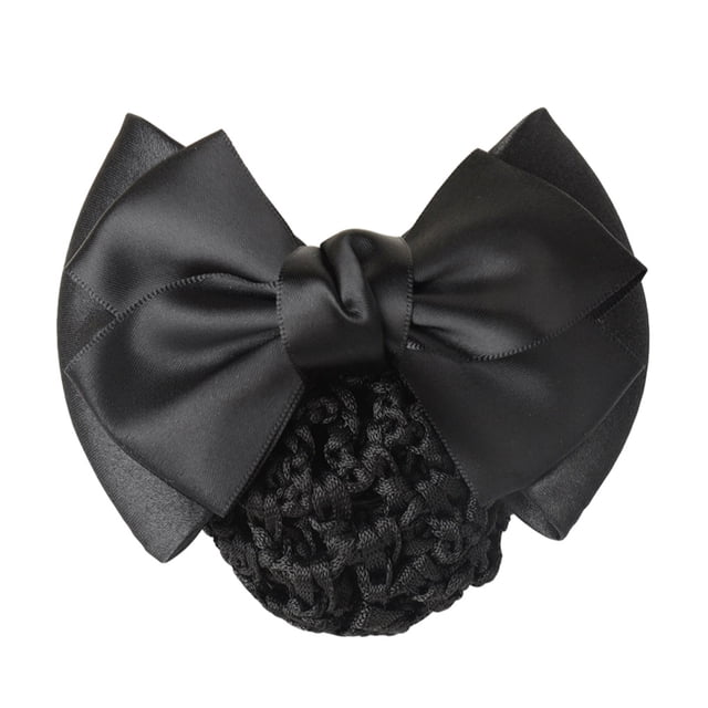 Transemion Wide Application Bow Work Hair Clips Snood Net For Stylish And Convenient Good Gifts Cloth Bowknot Hair Clip Hairnets Two Bows-black 1Set