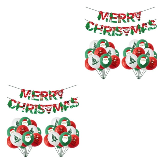 kurtrusly Christmas Party Décor Balloons To Spread Holiday Cheer Suitable For Any Places Christmas Decoration Party Decoration multicolor 1 Banner+20 Balloons 2Set