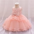 thumbnail image 4 of Robe pour Tout-Petit Bébé Sans Manches Nœud Papillon Robe de Danse Douce Robe de Fête Filles Rose 12-18 Mois, 4 of 7