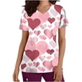 thumbnail image 2 of TIMIFIS Hauts de Gommage de la Saint-Valentin pour Femmes Manches Courtes Col en V Hauts Uniforme Imprimé de la Saint-Valentin Poches Blouse d'Infirmière avec Poches pring, 2 of 5