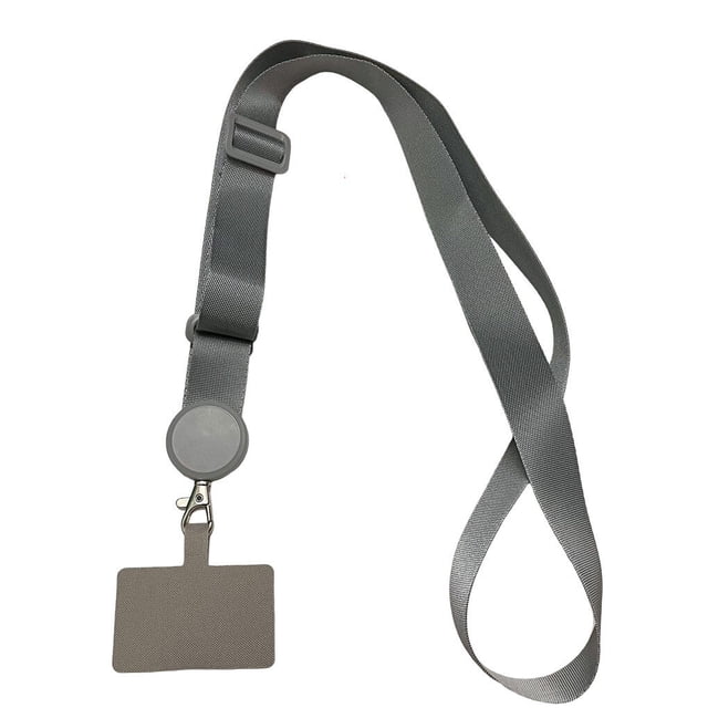 Universal Phone Lanyards Crossbody Patch Traveling Hiking Portable Detachable Neck Hanging Rope Strap Outdoor Smartphone Silver Grey