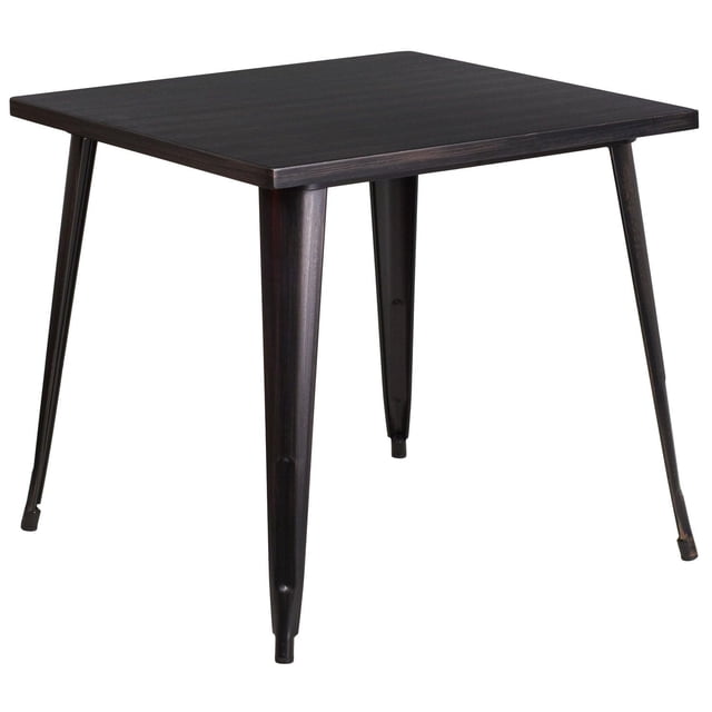 31.75'' Square Black Metal Indoor-Outdoor Table