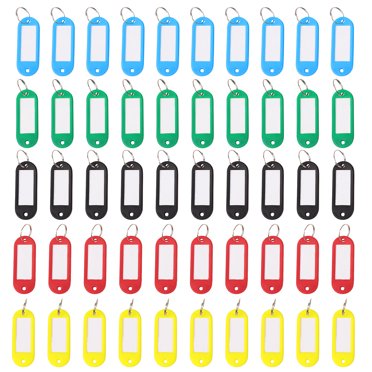 Unique Bargains Split Ring Keyring Plastic Name Card Key ID Label Tags Multicolor 50 Pcs