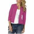 thumbnail image 4 of Mrat Cardigan Court à Manches 3/4 pour Femmes, Ouvert à l'Avant, Vestes de Complet S-99 Rouge-A L, 4 of 8