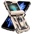 thumbnail image 2 of for Samsung Galaxy Z Flip 6 Rugged Phone Case Cover, Kickstand TPU Bumper Drop Proof Durable Military Grade Protective Case Cover for Samsung Galaxy Z Flip 6, Gold, 2 of 11