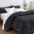 thumbnail image 1 of Bare Home Housse de Couette Sablée - Ultra Douce - Premium 1800 Collection - Ensemble 3 Pcs - Grand Lit, Noir, 1 of 7