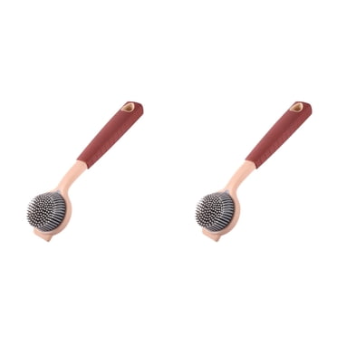 Dish Brush Set with Long Handle - Heavy Duty Kitchen Scrubber for Pots & Pans - 9.84" Cleaning Brush for Sink, Stove & Cast Iron Grill - Tough Bristle Pot Scrubber