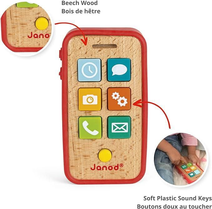 Janod • Téléphone Sonore • Jouet Musical pour Tout-Petits et Enfants • De 18 Mois à 3 Ans • J05334