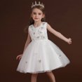 thumbnail image 2 of LUOGENLI Robe Enfants Filles Été Mode Jupe en Tulle Imprimée Robe de Princesse Robe Bouffante Vêtements pour Enfants Robe pour Filles Robe Crayon Midi Blanc 4-5 Ans, 2 of 4