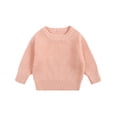 thumbnail image 4 of MIASHUI Chandails pour Garçons et Filles, Col Rond, Manches Longues, Chandail-Over, Couleur Unie, Tricoté, Rouge Melon D\'eau, 6-12 Mois, 4 of 4