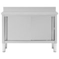 thumbnail image 3 of vidaXL Work Table with Sliding Doors 120x50x(95-97) cm Stainless Steel, 3 of 5