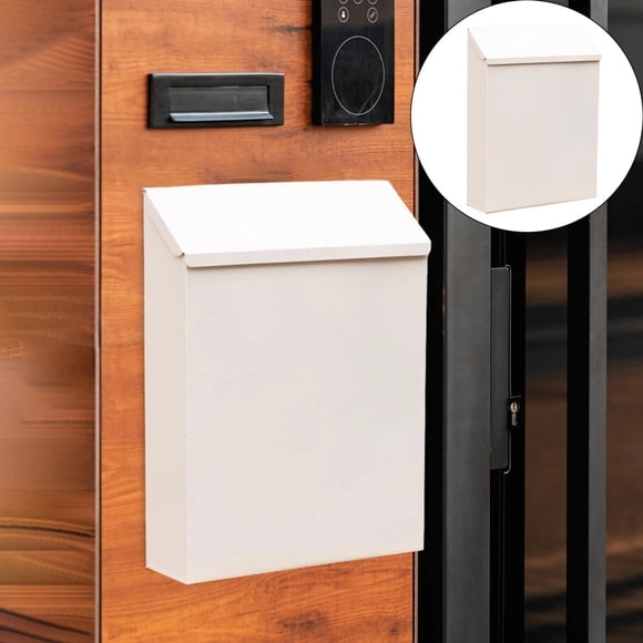 Wall Mounted Locking Metal Mailbox with Slot, Outdoor/Indoor Drop Box for Mail, Newspaper,Anti-Rust White Powder-Coated Design for House, Gate, Porch,White,A