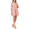thumbnail image 4 of INSPIRE CHIC Robe-Chemise pour Femme Manches 3/4 Boutonnée Mini Robes Rose TG, 4 of 6