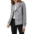 thumbnail image 2 of INSPIRE CHIC Women's Winter Worsted Notched Lapel Double Breasted Short Peacoat, 2 of 6