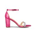 thumbnail image 3 of BLISSFUL STEP Women's Sandals Rhinestone Chunky Heel Ankle Strap Open Toe Party Shoes Hot Pink 8, 3 of 7