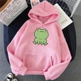 thumbnail image 2 of cllios Womens Cute Cartoon Frog Print Hoodies Long Sleeve Pullover Drawstring Hooded Sweatshirts, 2 of 3