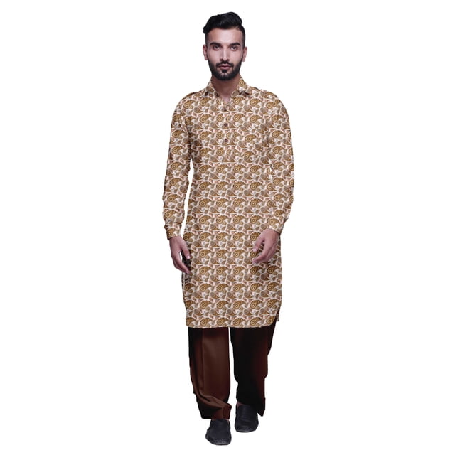 Atasi Kurta Pathani Classique à Col pour Garçons Chemise en Rayonne à Poche avant