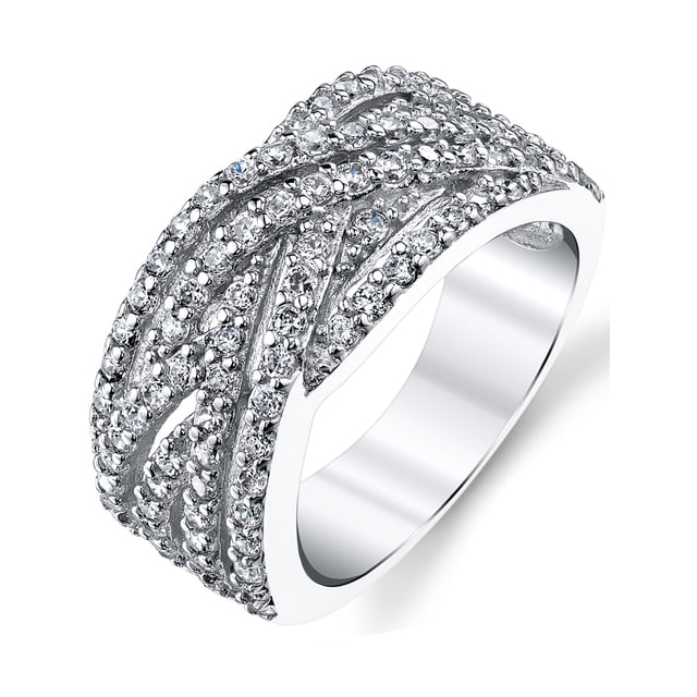 Women's 925 Sterling Silver Cubic Zirconia Right HRing