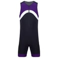 thumbnail image 4 of Sxiwei Men's Sun Protection Jumpsuit Sleeveless Rash Guard Zipper Bodysuit Swimwear Surfing Bathing Purple M, 4 of 7