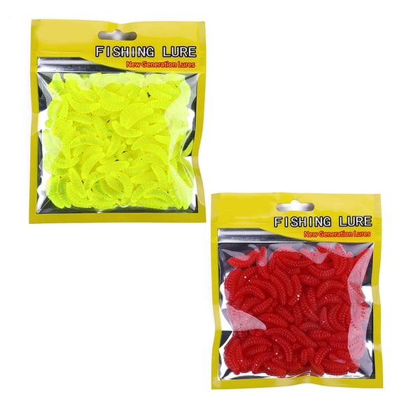 Maoww 50pcs/bag 2cm Soft Bread Bug Bionic Grubs Trout Lures Plastic Hand Pole Bait Artificial Fishing Lures