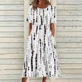 thumbnail image 1 of Robes Midi pour Femmes Mode Femmes Décontracté Aguichant Col Rond Imprimé Été Manches Courtes Poches Robe Robes pour Femmes 2023 Formel en Liquidation, 1 of 7