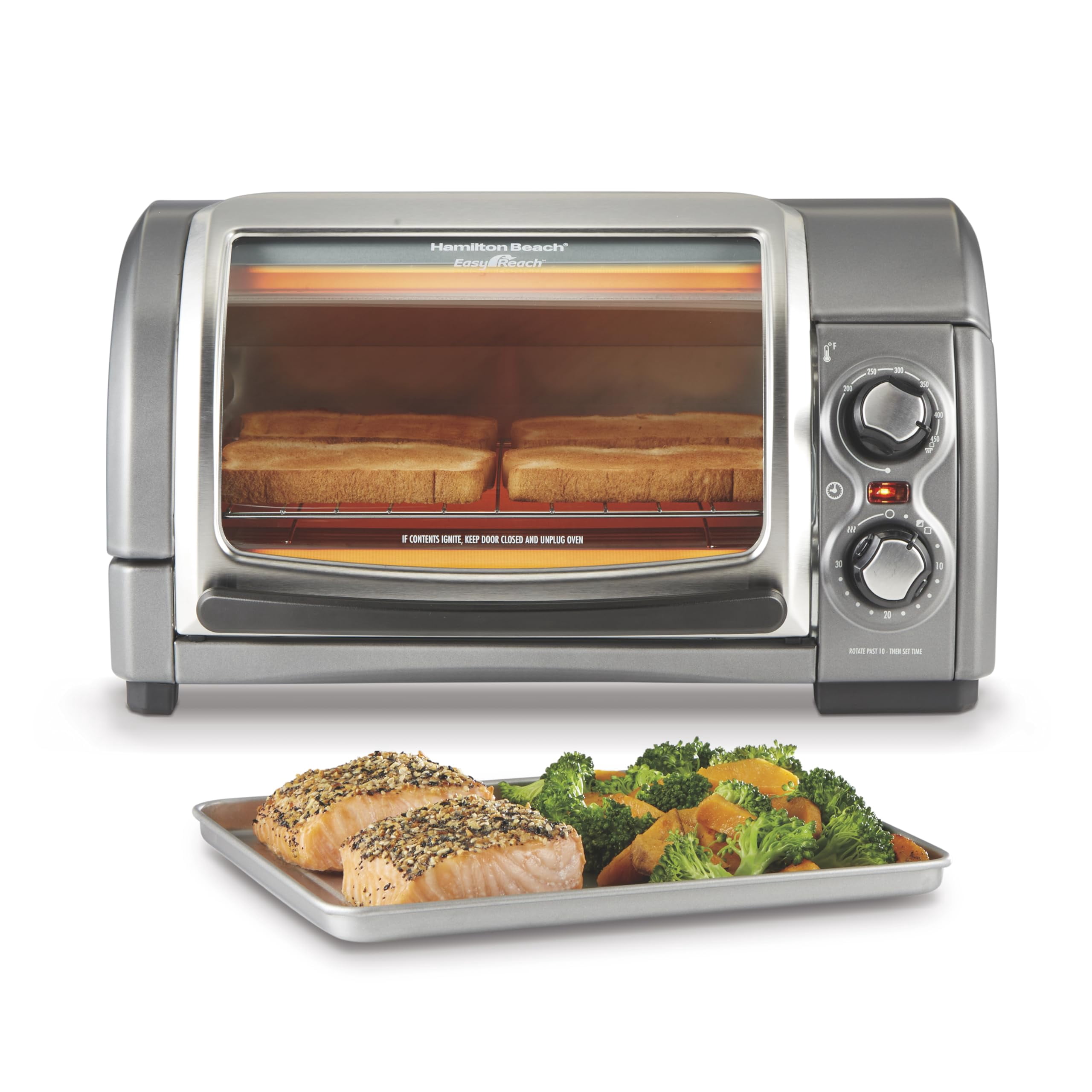 Bech Simple Hamilton Beach Easy Reach 4-Slice Countertop Toaster Oven With Roll-Top ...