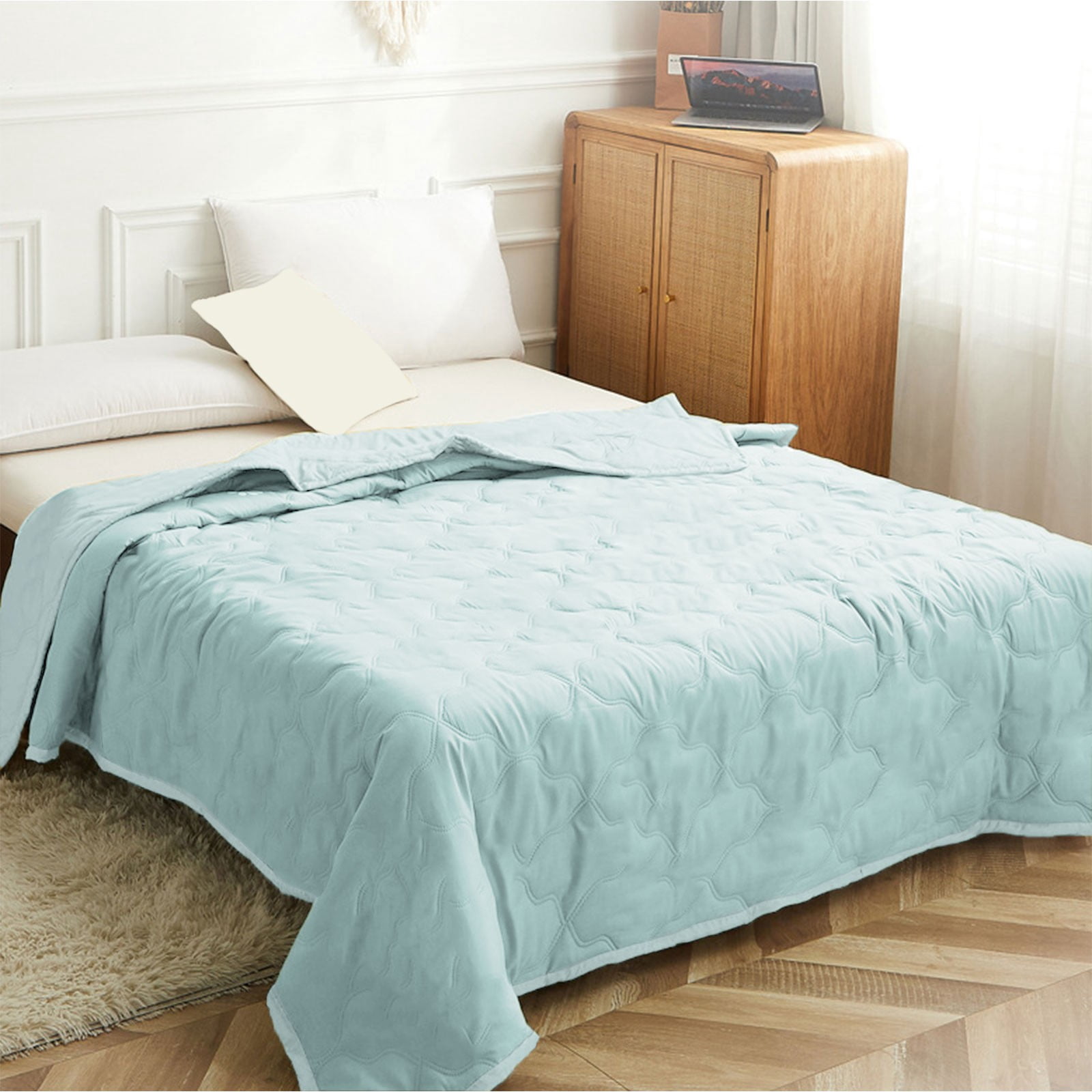XIPYYKM Summer Blanket Bed Blanket Skin Friendly Plain Print Washed Cotton Bed Blanket Cool Comforter Hot Sleeping Summer Comforter Ventilated Comforter Clearance Blanket