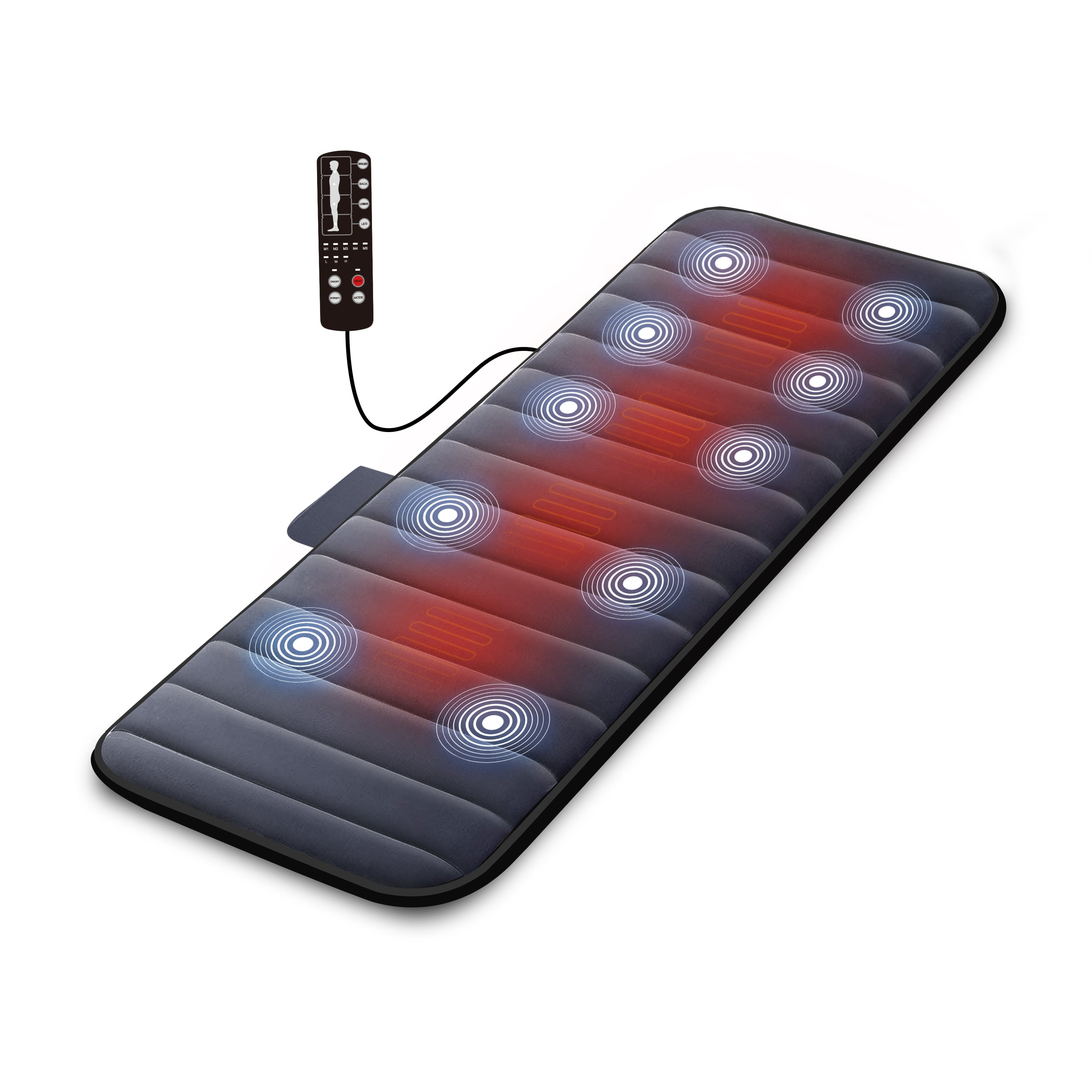 Comfier Massage Mat with Heat – Vibration Massage Chair Pad & Heated Mattress Pad for Back Relief