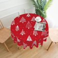 thumbnail image 4 of Merry Christmas Tablecloth 60 Inch Round, Red Christmas Tree Table Cloth, Winter Xmas Tablecloths Polyester Washable Fabric Farmhouse Decorative for Holiday Home Kitchen Dining Party, 4 of 6