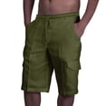 thumbnail image 2 of AherBiu Mens Shorts Linen Drawstring Elastic Waist Classic Fitted Casual Summer Beach Shorts with Pockets, 2 of 8