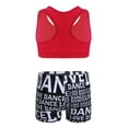 thumbnail image 2 of inhzoy Kids Girls Basic 2 Piece Active Outfit Racer Back Crop Top and Shorts Set for Gymnastics Dancing Workout Red S, 2 of 7