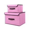 thumbnail image 2 of LSLJS 2 Pcs Petits Bacs de Rangement avec Couvercles Panier de Rangement pour Garde-Robe avec Poignée, Boîte de Rangement Pliable en Tissu avec Couvercles pour Garde-Robe de Vêtements, Literie Jouets Livres Documents, 2 of 3