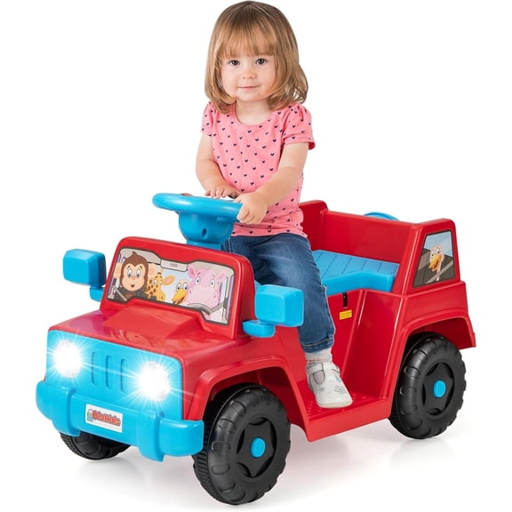 OLAKIDS Ride on Car, 6V Toddler Electric Vehicle with LED Lights, Storage Tire, Horn, Charger, Battery Powered Motorized Quad Riding Toys for 18+ Months Boys Girls