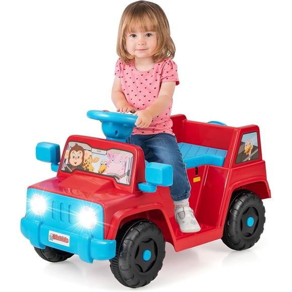 OLAKIDS Ride on Car, 6V Toddler Electric Vehicle with LED Lights, Storage Tire, Horn, Charger, Battery Powered Motorized Quad Riding Toys for 18+ Months Boys Girls