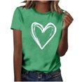 thumbnail image 2 of Hauts pour Femmes Saint-Valentin Manches Courtes Imprimé Cœur Col Rond T-Shirt Décontracté Vert TTTG, 2 of 6