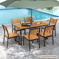 thumbnail image 2 of Gymax 7 PCS Outdoor Dining Set for 6 Acacia Wood Rectangular Table & 6 Armless Chairs, 2 of 9