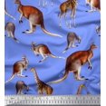 thumbnail image 1 of Soimoi Blue Poly Georgette Fabric Kangaroo & Giraffe Animal Print Fabric by Yard 42 Inch Wide, 1 of 3