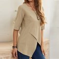 thumbnail image 2 of Birdeem Womens Summer Casual Irregular Round Neck Short Sleeve Solid Loose Shirt Tops, 2 of 7