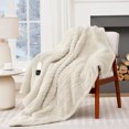 thumbnail image 3 of LNGOOR Heated Blanket Electric Throw 50”x60” Soft Double Sided Sherpa Heating Blanket With 8 Fast Heating Levels & 1-8H Auto-Off  Over-Heat Protection  Machine Washable  ETL Certification, 3 of 7