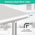 thumbnail image 3 of BeesClover Stainless Steel Prep Work Table, Commercial Workstations, NSF Commercial Heavy Duty Worktablefor Kitchen Restaurant,Home,Hotel,Outdoor, 3 of 7