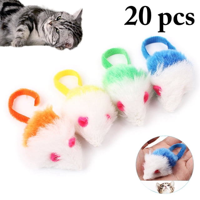 20PCS Mice Toy Plush Interactive Pet Play Toy Training Toy for Cats Kittens
