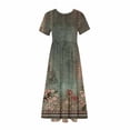 thumbnail image 3 of Dvkptbk Robes d'Été pour Femmes 2024 à Manches Courtes, Robes Midi Évasées, Robe T-Shirt Décontractée à Motif Floral, Robe de Plage Fluide avec Poches P-2TG, 3 of 4