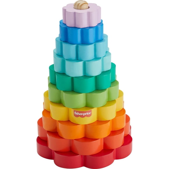 Fisher-Price Wooden Ring Stacker Toddler Fine Motor Toy, 10 Wood Pieces - Walmart Exclusive