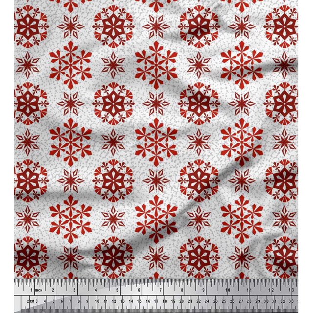 Soimoi Poly Georgette Fabric Snow Flakes Floral Print Fabric by Yard 42 Inch Wide