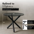 thumbnail image 3 of Placida Decor Opus Round Dining Table – Black Glass Top with Metal Legs, Modern Dining Room & Kitchen Table, 39.5”, 3 of 9