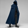 thumbnail image 2 of XZNGL Men Solid Patchwork Hooded Casual Party Retro Gothic Solid Long Cloak Stage Outfit Top, 2 of 6
